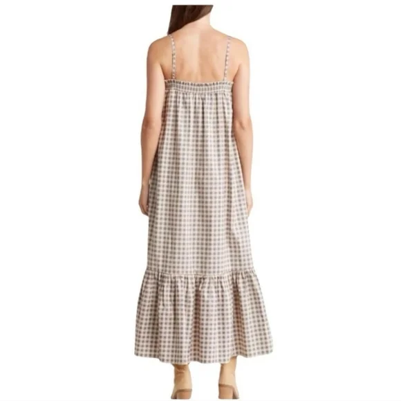 NWT! WeWoreWhat, Smocked Midi, Gingham, Whispering White, Size XL - Picture 3 of 11